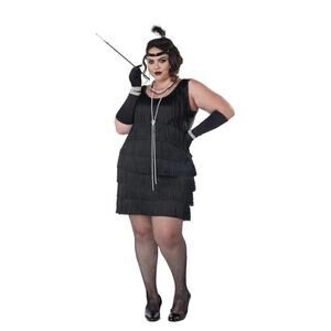 Womens Plus Halloween Costume 2X Fashion Flapper Dress 1920’s Vintage Style